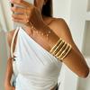 Punk Metall Textur Glattes Offenes Armband, Süße Und Coole Imitation Perlen Kristall Kette Fingerarmband