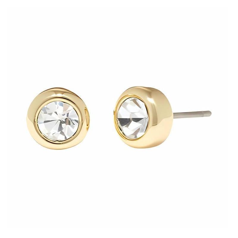 COACH Inlay design metal brass titanium pillar glass gemstone earrings women s gold