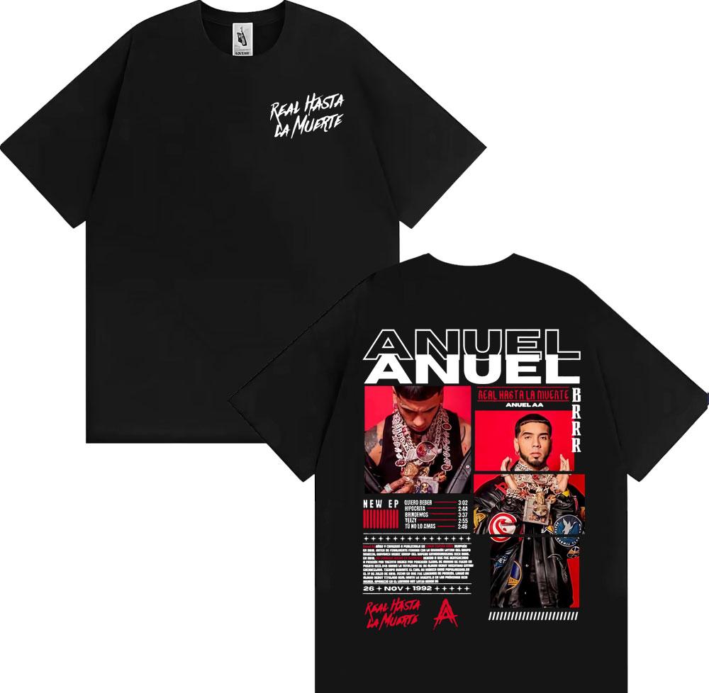 Anuel AA Rhlm 2 Real Hasta La Muerte Tričko Pánské Oblečení Harajuku Gotické Vintage Trička 100% Bavlna Oversized Tričko