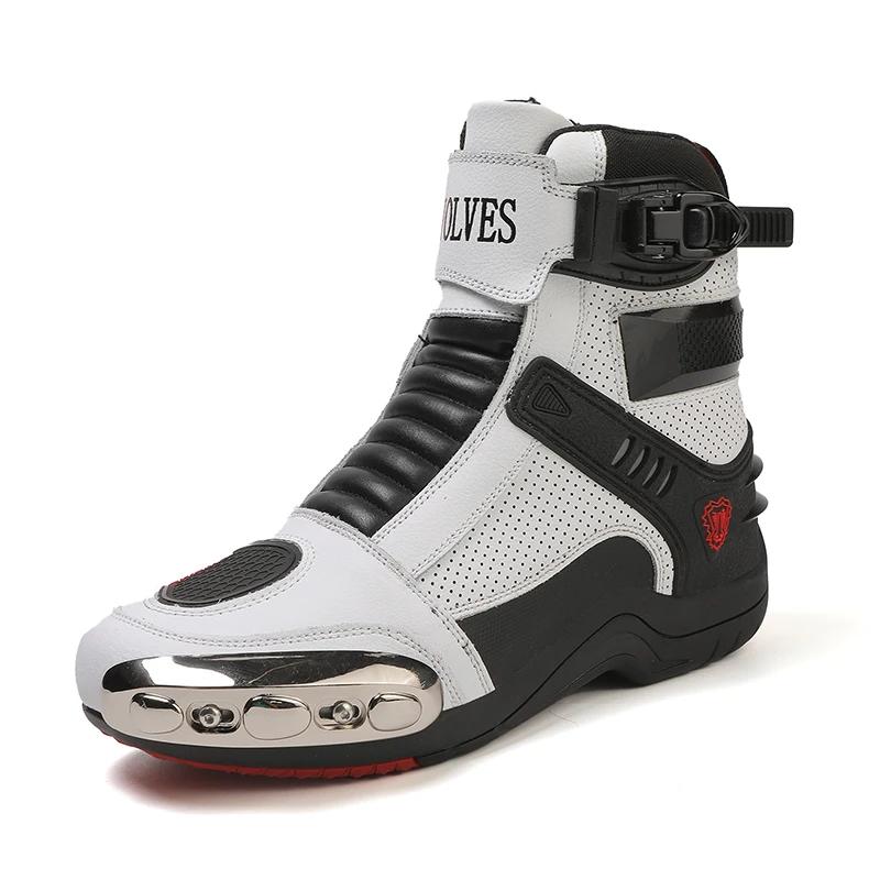 New Motorcycle Boots Men Leather Motos Breathable Anti Slip Wear-Resistant Riders Boots Motorbike Racing Ankle Length Shoes