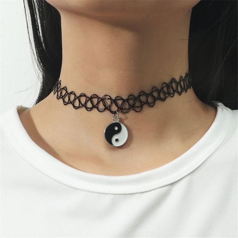 Short Black Choker Necklace for Women Girl Star Sun Butterfly Design Fish Line Necklace Gift for Friend Collar Jewelry