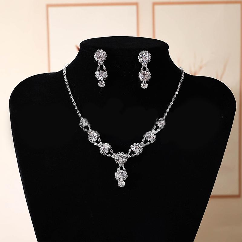 Women'S White Pendant Necklace Earrings Set Women'S Dress Accessories Wedding Jewelry Two Sets Necklace Earrings