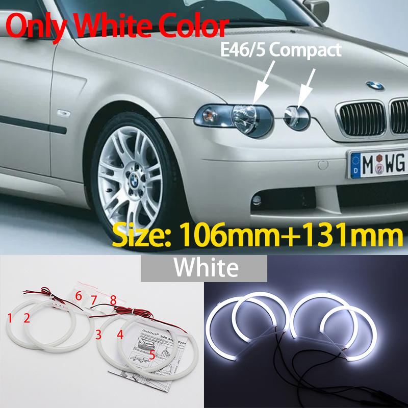 WHITE  LED Headlight Angel Demon Eyes Kit Angel Eyes Light For BMW 3 Series E46 Sedan Touring Wagon Coupe Compact 1998-2005