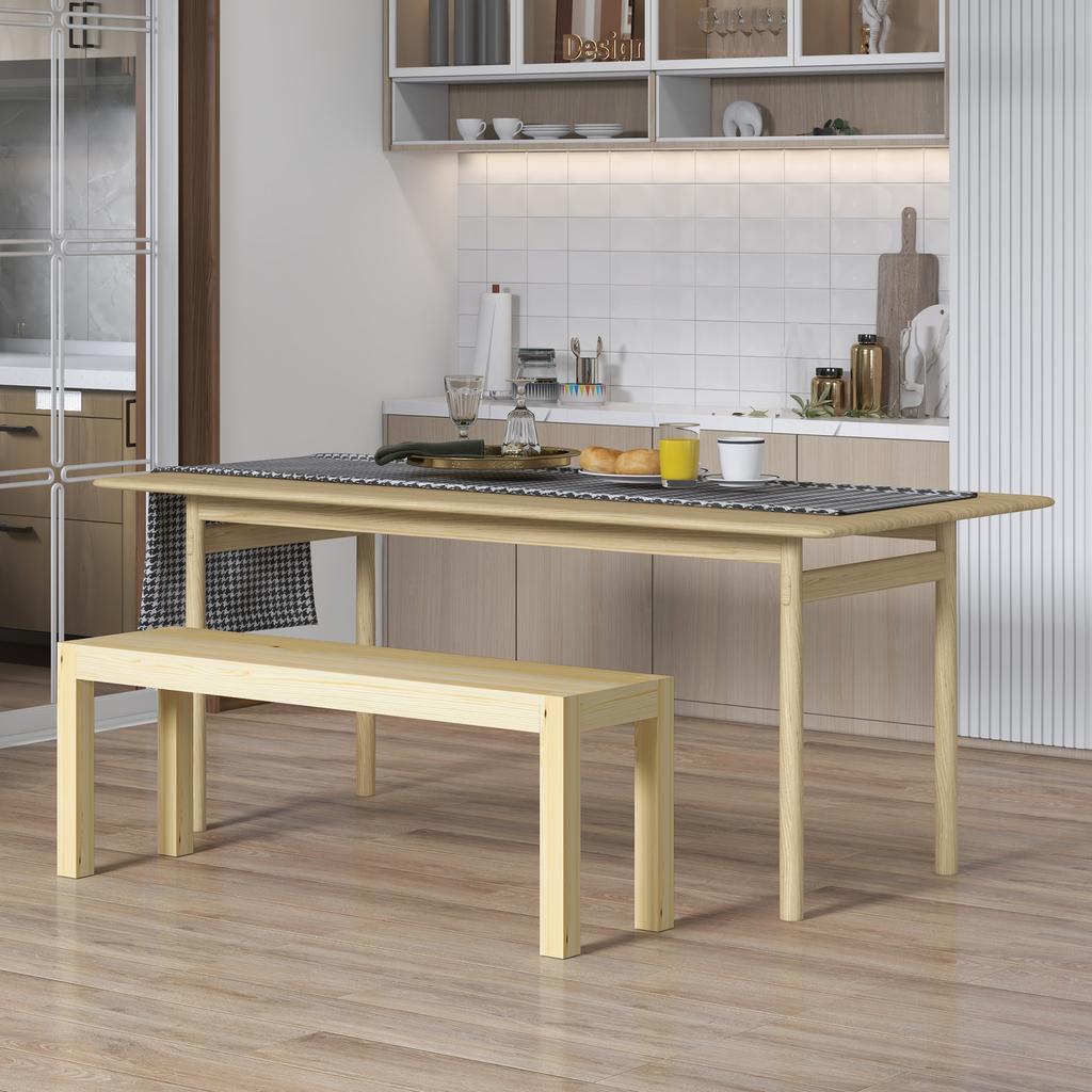Bank Holzbank Küchenbank, Massivholz, 3-Sitzer Bank, 120 cm x 33 cm x 45 cm, Natur