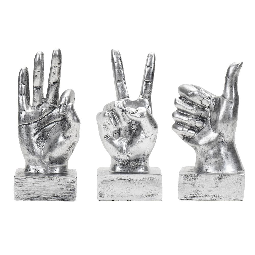3pcs Resin Retro OK YEAH Good Gesture Hand Model Sculpture Decorative Ornament Home Decor Office Desktop Room Figurines Item
