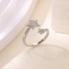 Full Diamond Inlaid Multilateral Star Ring Opening Adjustable Female Geometry Light Luxury Simple Zircon Ring New
