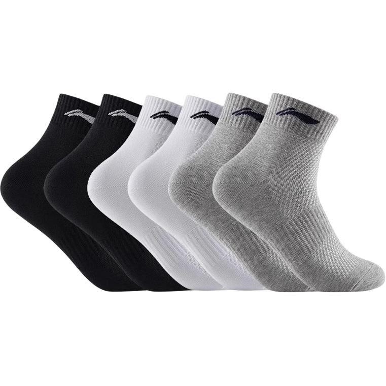 Li Ning Crew Socks Men's Black/Gray/White AWSS117-1