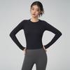 Women's Seamless Slimming Round Neck Long Sleeve Yoga Top - Breathable, Waist-Cinching Fitness Wear for Autumn and Winter