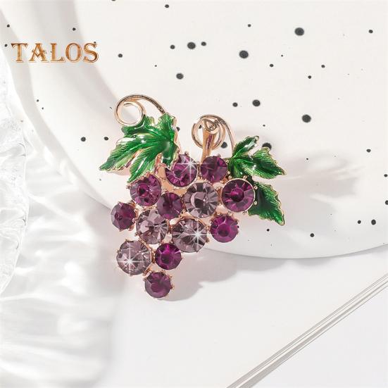 Pin Rhinestones Brooch Stunning Shiny Inlaid Grape Shape Pin Collar Coat Badge Dresses Party Evening Attire