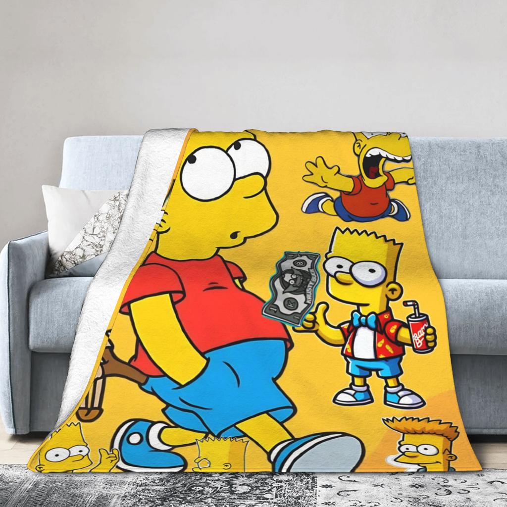 T-The Simpsons Warm Soft Blankets Girls Boys Plush Throw Blanket Novelty Couch Chair Flannel Bedspread Sofa Bed Cover