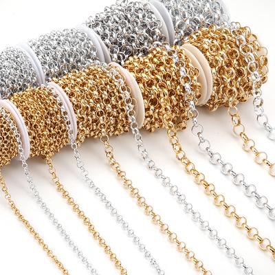 5 Yards/Rolle Aluminiumkette Runde Metall-Kreuzgliederkette Für Schmuckherstellung DIY-Bastelarbeiten Armband Halskette Kleidung Tasche Zubehör