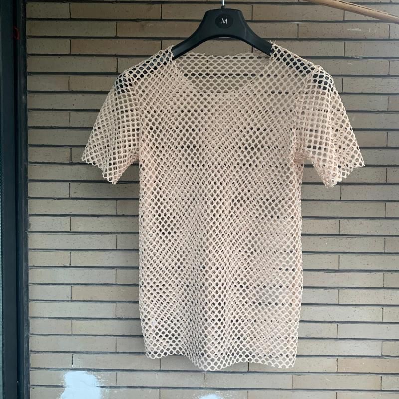 

Свободная сетчатая блузка большого размера, дышащая, с коротким рукавом Apricot 5XL