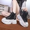 Fashion Fashion Women Ankle Boots Lace Up 8CM Sneakers High Platform Punk Boots Spring Autumn Black Chunky Motorcycle Boots Botas Mujer