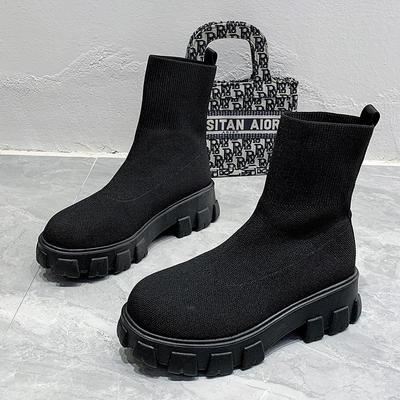 Nuove donne di lusso taglie forti stivali da donna coppia calzini scarpe da donna fondo spesso casual stivaletti in maglia 35-43