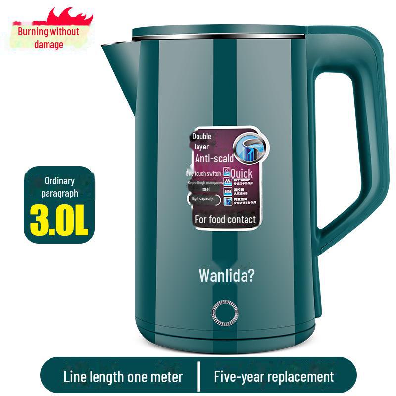Hervidor eléctrico de aislamiento de acero inoxidable Wanlida de 3 l para uso doméstico