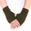 1Pair Simple Black Short Half Finger Fingerless Knit Wrist Glove Winter Warm Stretch Work Gloves For Women And Men Mittens