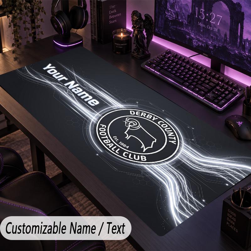 Large Mouse PadDerby County Custom Name Text Personalized Desk Mat Non Slip Gaming Pad