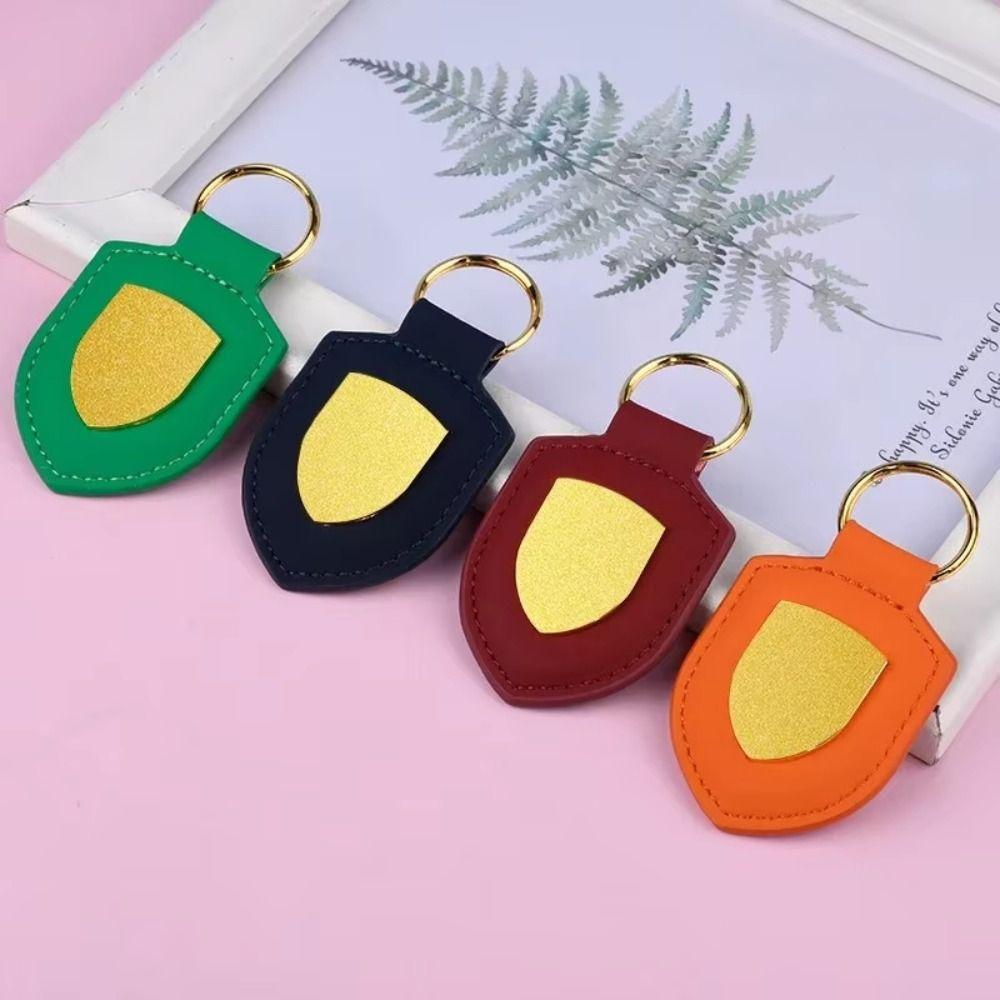 Exquisite Car Keychain Leather Metal Pendant Creative Shield Car Keychain  Travel