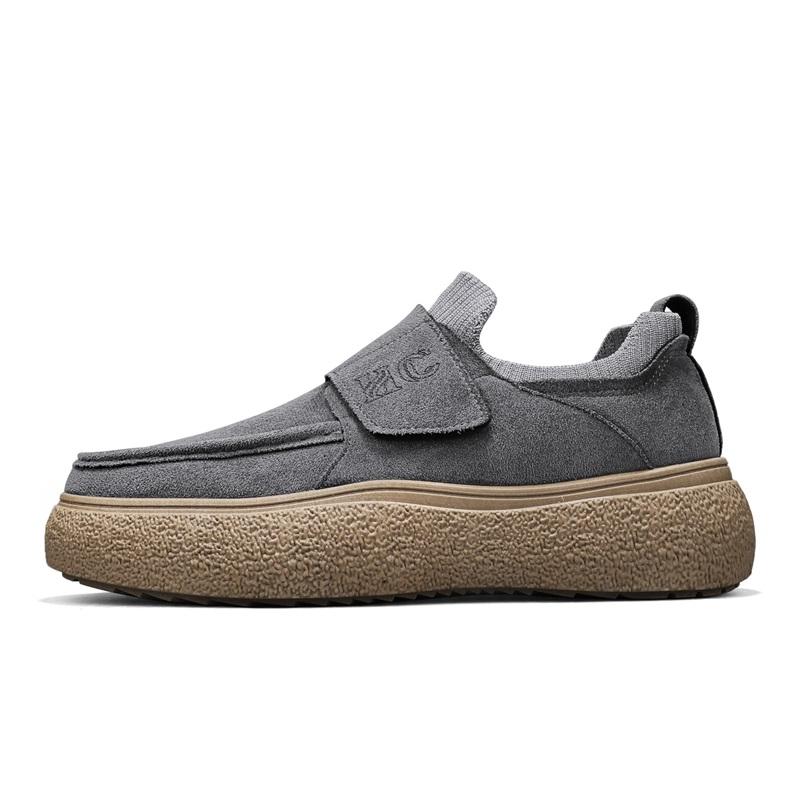 

Men s Slip-On Shoes Ultra Lightweight Soft Bottom Casual Flip Leather Lazy Vintage Leather Breathable Loafers Zapatos Casuales 39 серый