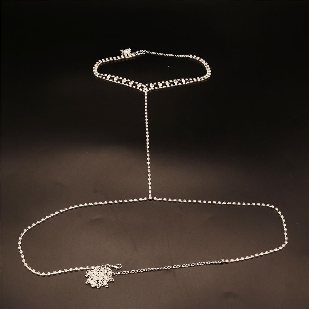 Fashion Rhinestone One-Piece Necklace Breast Chain Sexy Bikini Body Chain Jewelry Accessories Women'S Crystal Nightclub Clothing