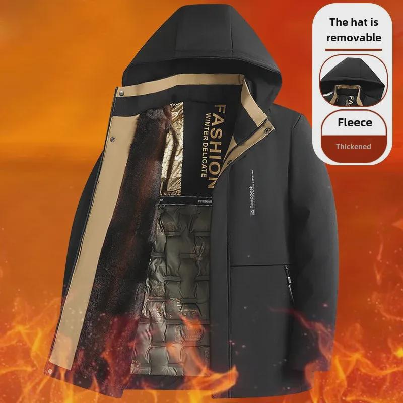 Graphene Cotton Mid-Length Winter Jacket for Men 2024 – Ideal for Middle-Aged & Elderly, Plus Velvet Thick Dad Wear