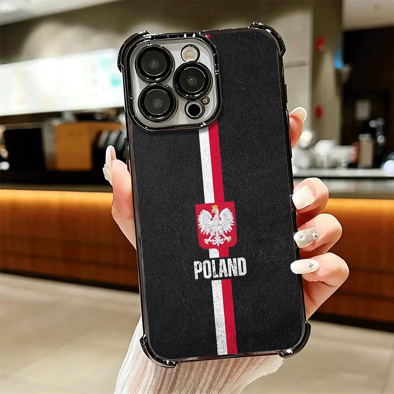 Poland Flag White Red Soft Phone Case For iPhone 15 16 17 Air 14 Pro Max 16E Plus 13 12 Mini Plating Anti-Fall Fundas