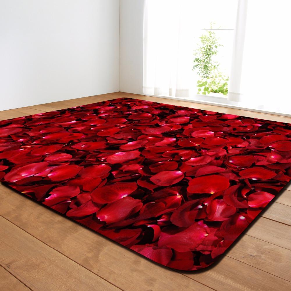 Rose Print Carpet Rose Petals Living Room Area Rug Sunflower Floral Girls Bedroom Carpet Valentine's Day Room Rug Mat Home Decor