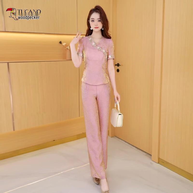 

Женский летний комплект из двух предметов Woodpecker с вышивкой в ретро-стиле 3XL