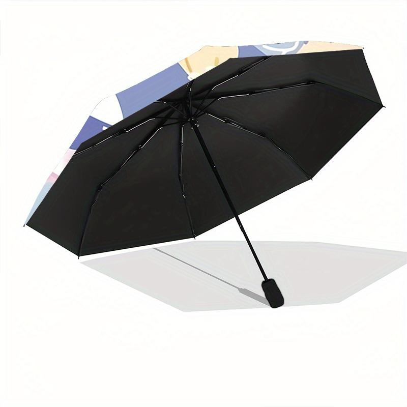 1pc Mermaid Kuromi Pattern Automatic 3-Fold Umbrella, 8 Steel Frames, High-Value Folding Umbrella, Suitable for Office, Travel and Outdoor Adventure.V