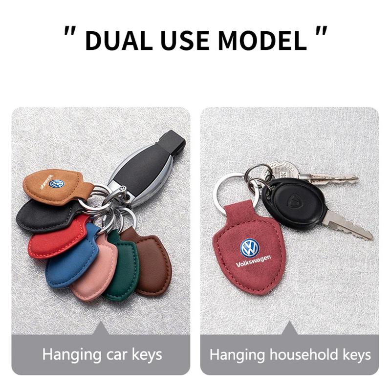 Car Leather Keychain Shield Styling Emblem Key Ring For VW Golf Polo GTI Tiguan Touran Jetta Passat CC T5 Scirocco Arteon Beetle RH5