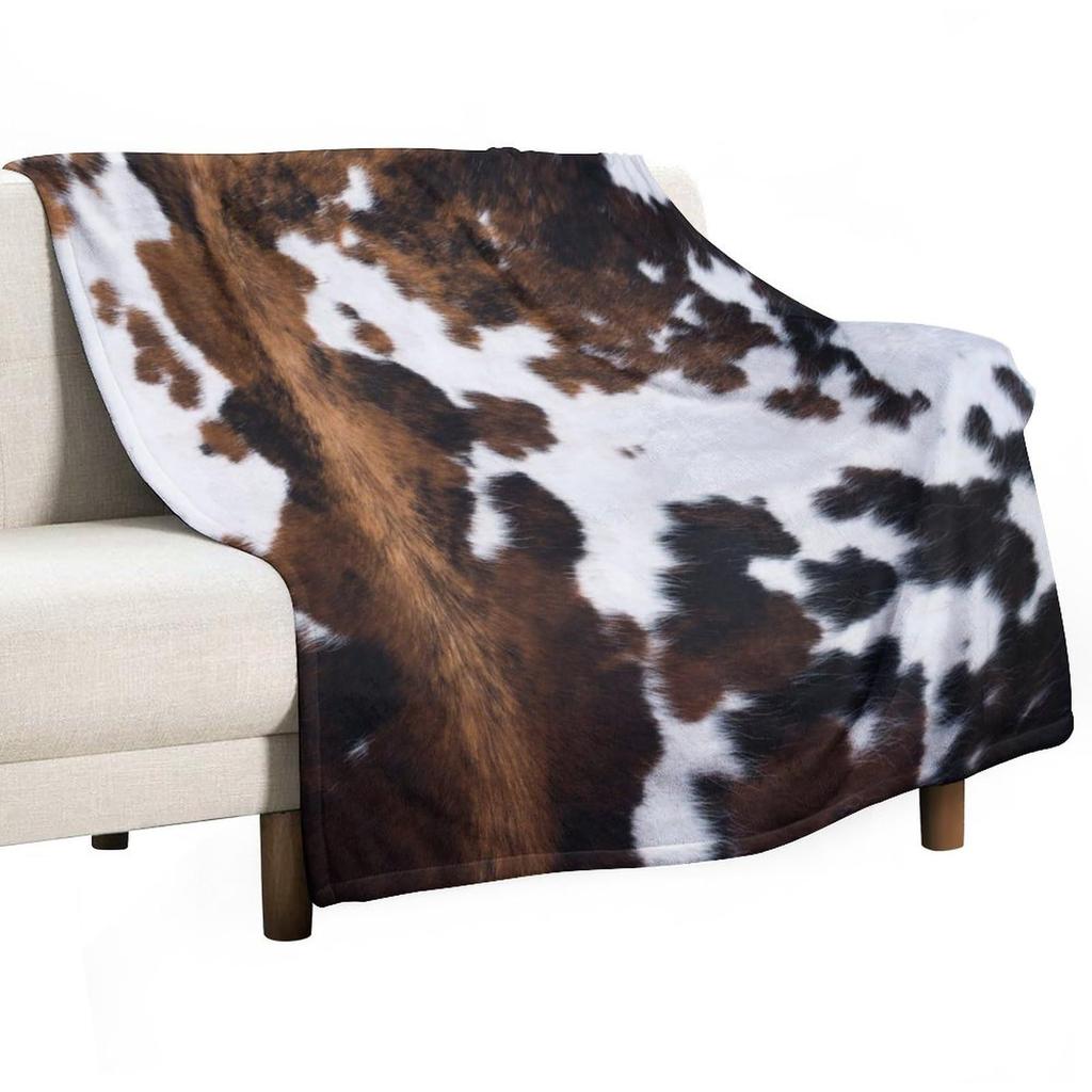 Cow Skin Texture Series Digital-printed Polyester Bedroom Velvet Flannel Cover Blanket Fleece Soft Sofa Cover Blankets for Beds