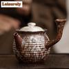 180ml Retro Alter Fels Schlamm Blume Teekanne Vergoldeter Silber Seitengriff Kanne Grobkeramik Aufgüsse Teekessel Kung Fu Tee-Set Handwerk