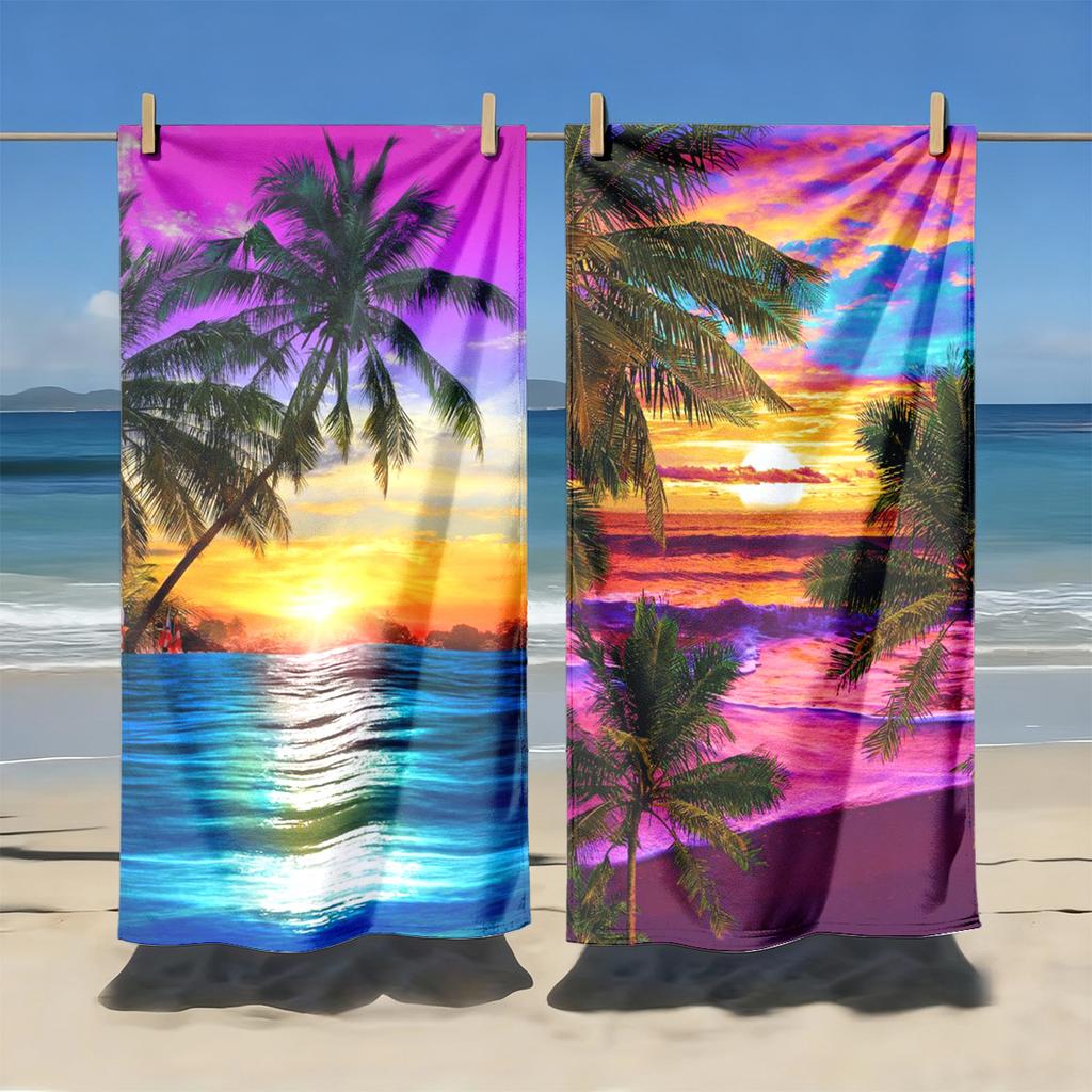 2pcs Boho Floral Leopard Print Tropical Beach Towel Beach Towels for Summer Vacation