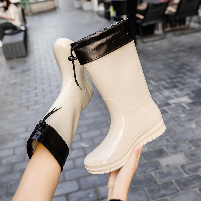 Women's Shoes New Style Simple High-top Women's Rain Shoes Fashion Waterproof Rain Rubber Shoes for Women Outdoor Water Boots