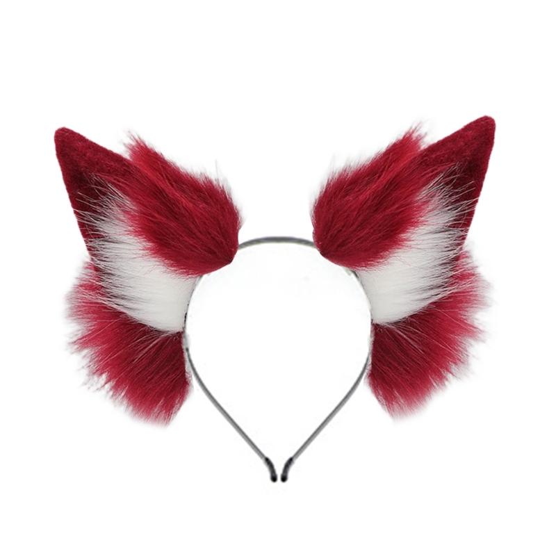 Wolf Foxes Tail Foxes Ears Headband Faux Furs Animal Tail Halloween Christmas Fancy Party Costume Gift for Women Men