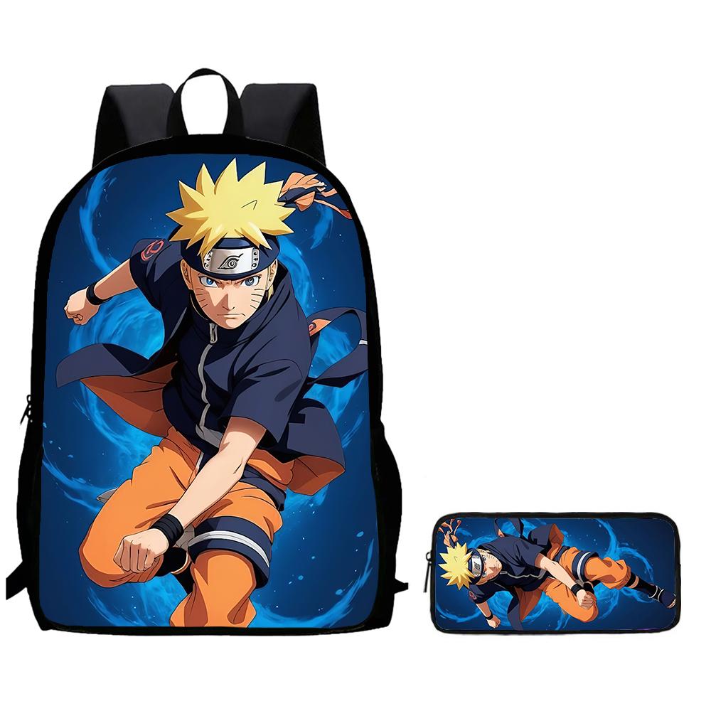 2Pcs Set Kids Backpack With Pencil Bag, Cartoon NARUTO School Bag For Boys Girls Aged 6-10, Durable Lightweight School Backpack.