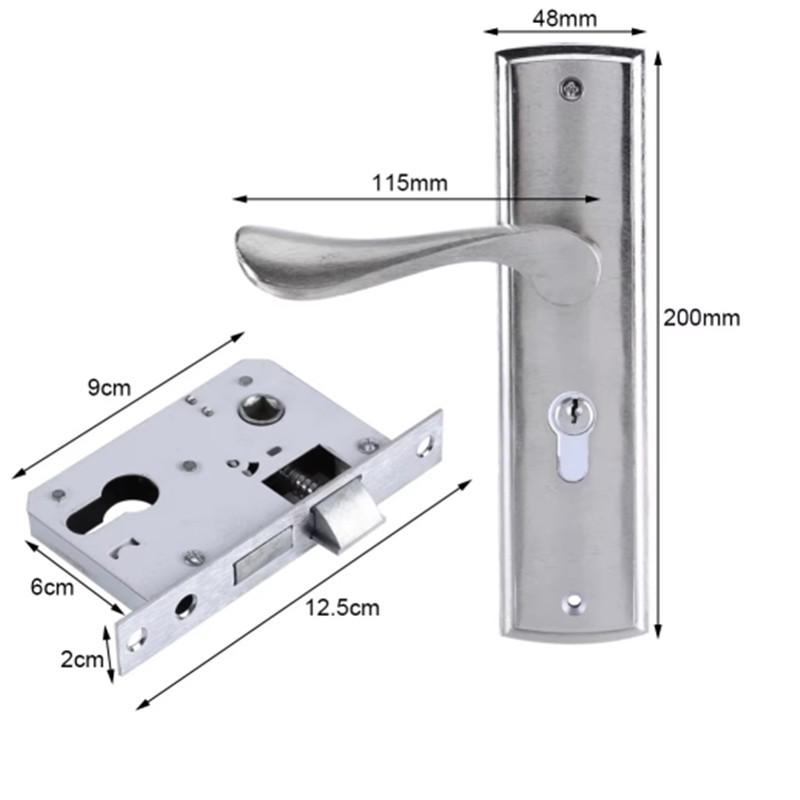 1 Set Türklinken-Schließzylinder Vorne Hinten Hebel Riegel Haussicherheit m. Schlüsseln Massiver Vierkantstift Innentürschloss