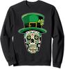 Sugar Skull Saint Patricks Day Of Dead Clover Unisex Crewneck Sweatshirt