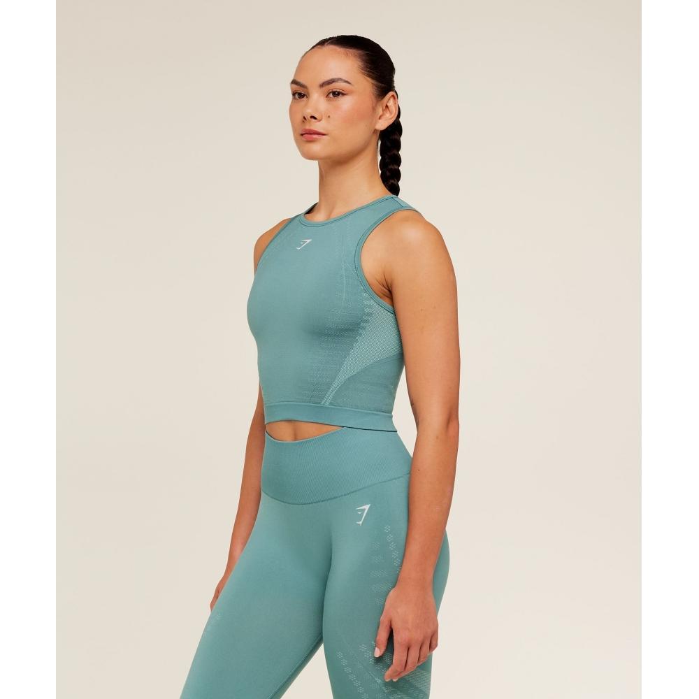 Gymshark Running Seamless Tank Storm Blue Lifestyle Blue B5c8j Ufbz