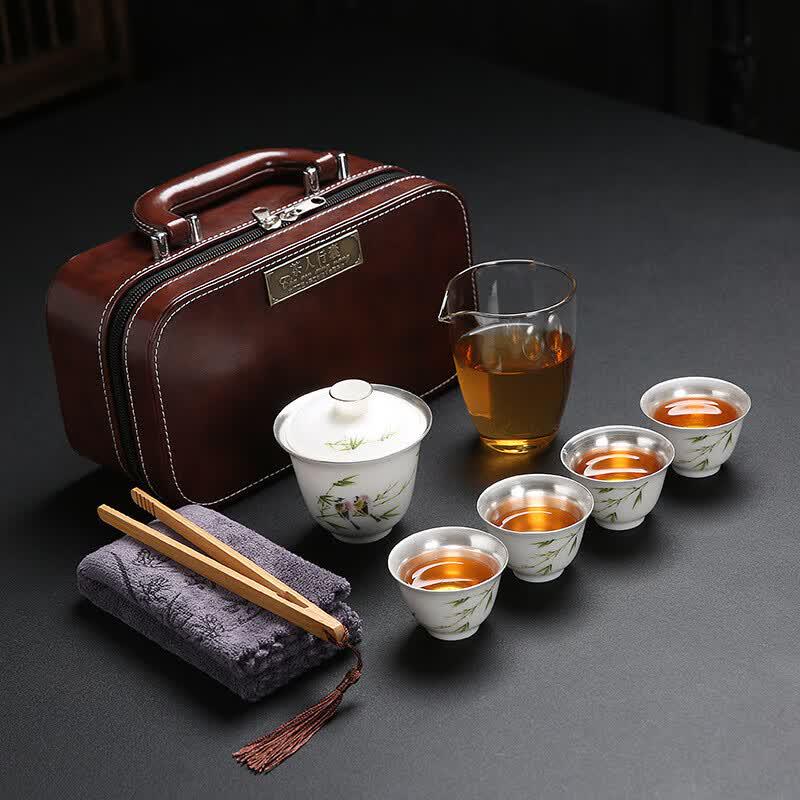 Chaxun Portable Mutton-Fat Jade Porcelain Tea Set