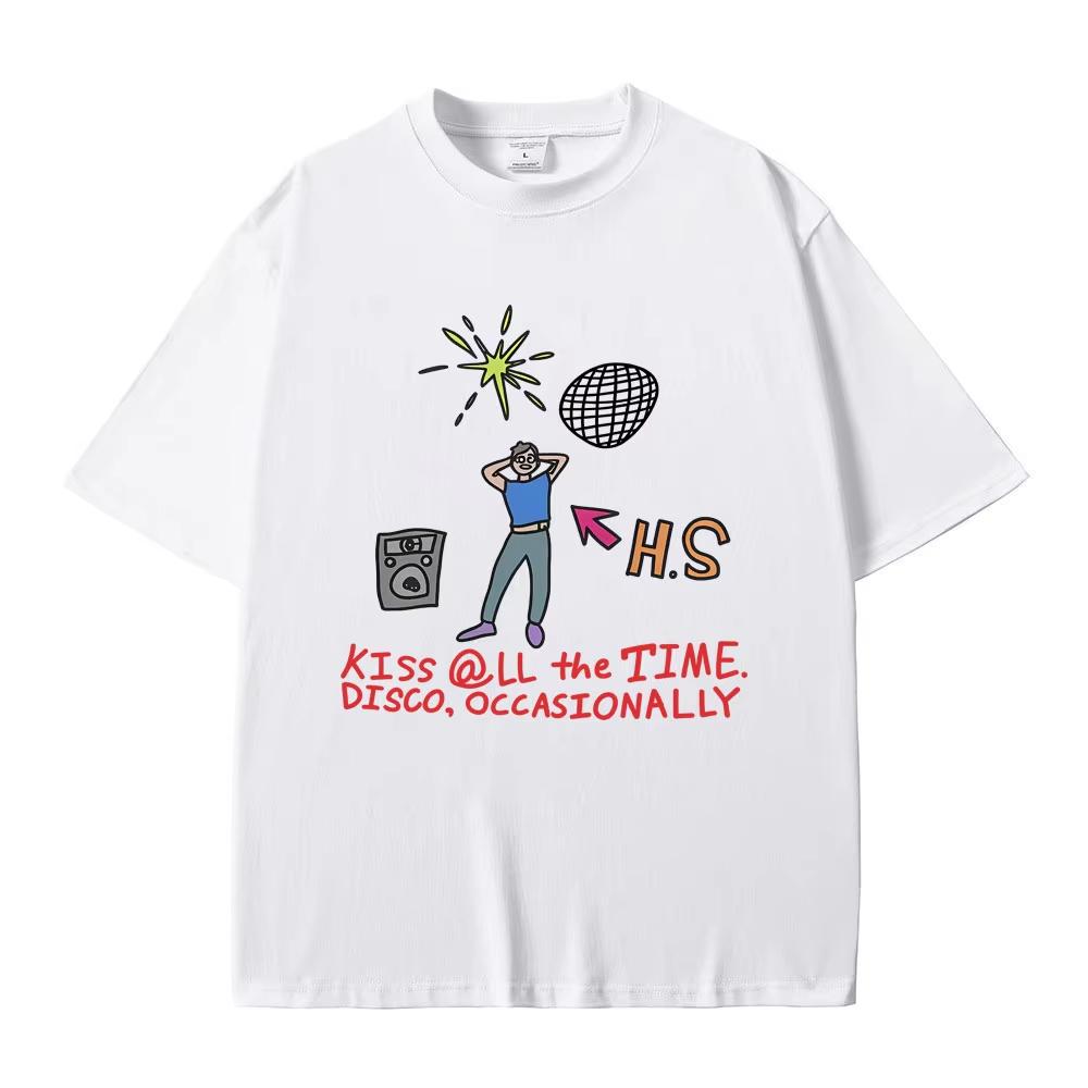 Kiss All The Time Disco Occasionally Album Funny Graphic Tshirt Unisex Women Hip Hop Fashion Casual T Shirt Cartoon Y2k Clothes