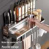 No-Drill Wall-Mounted Kitchen Shelf with Knife Holder and Chopstick Caddy
