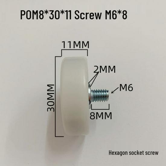 626 Rubber-Coated Nylon Roller with Shaft, 608 Bearing Pulley Wheel Guide