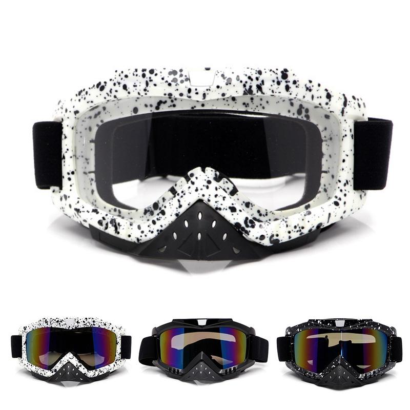Motocross Ski Glasses Goggle with Nose Guard Dark Gray Silver Print Outdoor Sport Ski Goggles Windproof Glasses