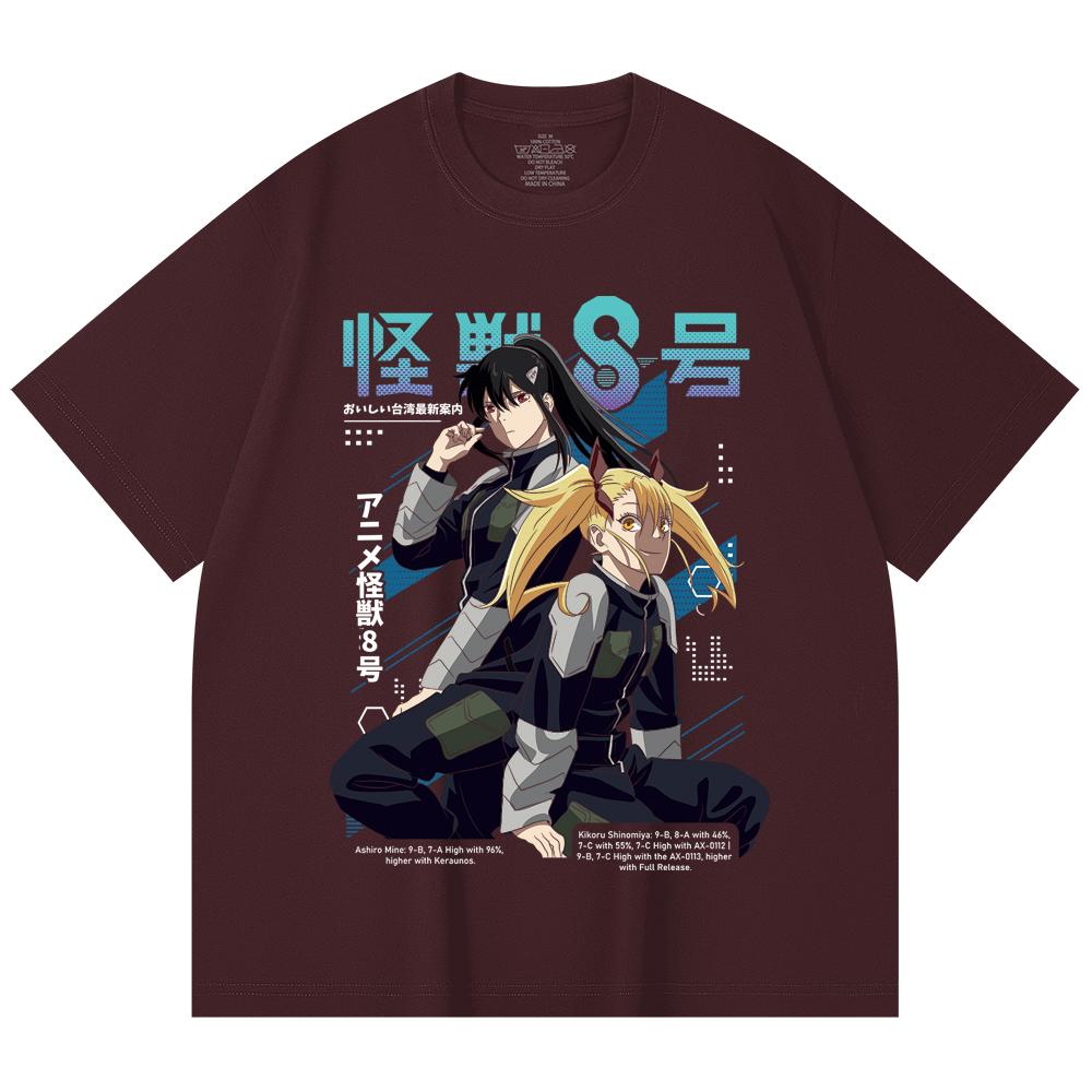 

230 Gsm 100% Cotton Kaiju No 8 V13 Print Unisex Heavy Cotton T Shirt 2XL вина червоного кольору