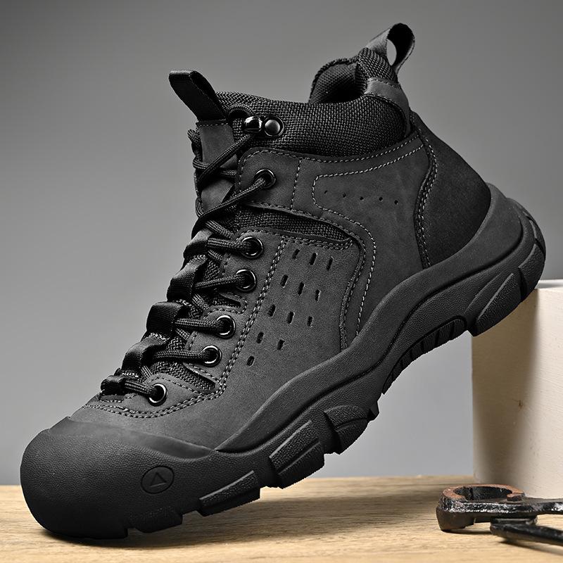 Men's Winter Outdoor Mountaineering Shoes Men's Thick Soled Anti Slip Baotou Hiking Shoes Men