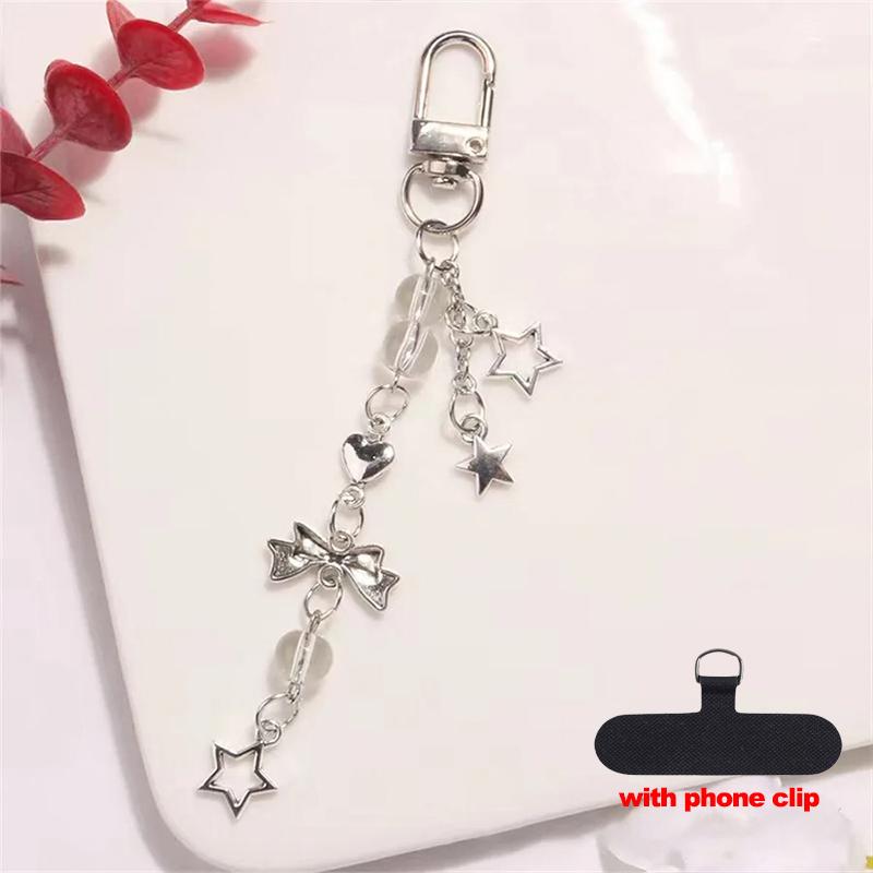 Y2K Kawaii Cute Phone Strap Charm Bow Heart Star Keychain Pendant Key Chain Bag Phone Chain Accessory For Key All Phone Case
