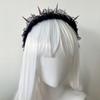Vintge Punk Spike Lace Headband for Women Cosplay Accessory PU Leather Rivet Headwear Subculture Y2K Headdress Hair Accessories