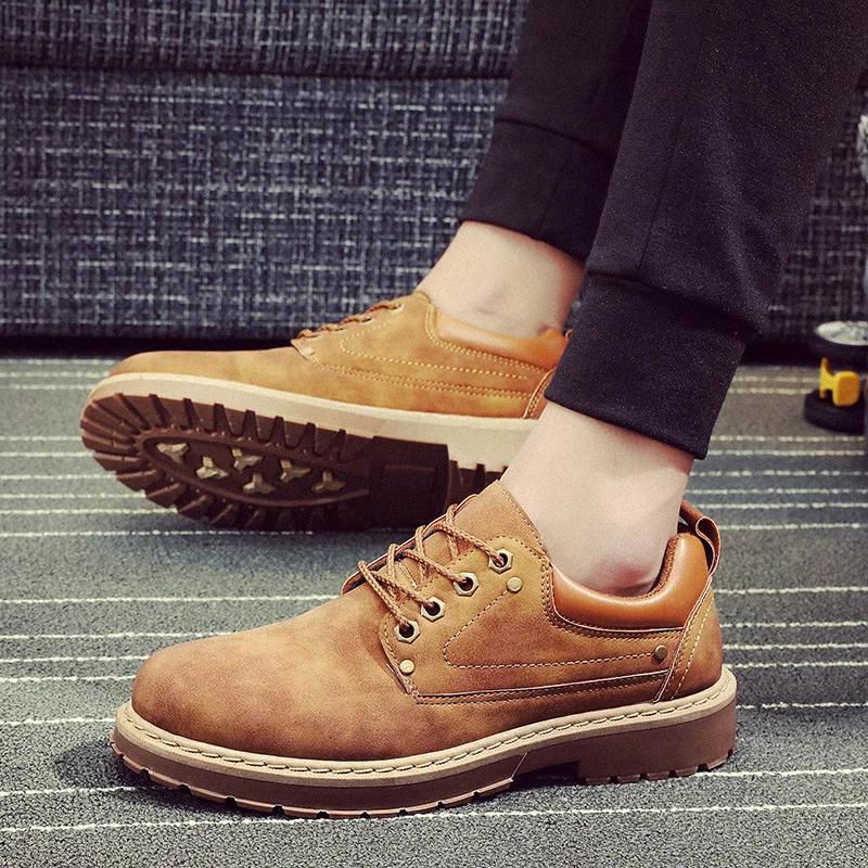 Fashion Men's Leather Shoes England Style Formal Shoes for Man Non Slip Ankle Boots Outdoor Waterproof Casual Tim Work Land Shoe