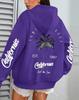 Women's Coconut Tree Print Casual Fleece Hoodie with Pockets